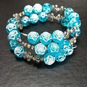 Blue rose bead wrap bracelet
